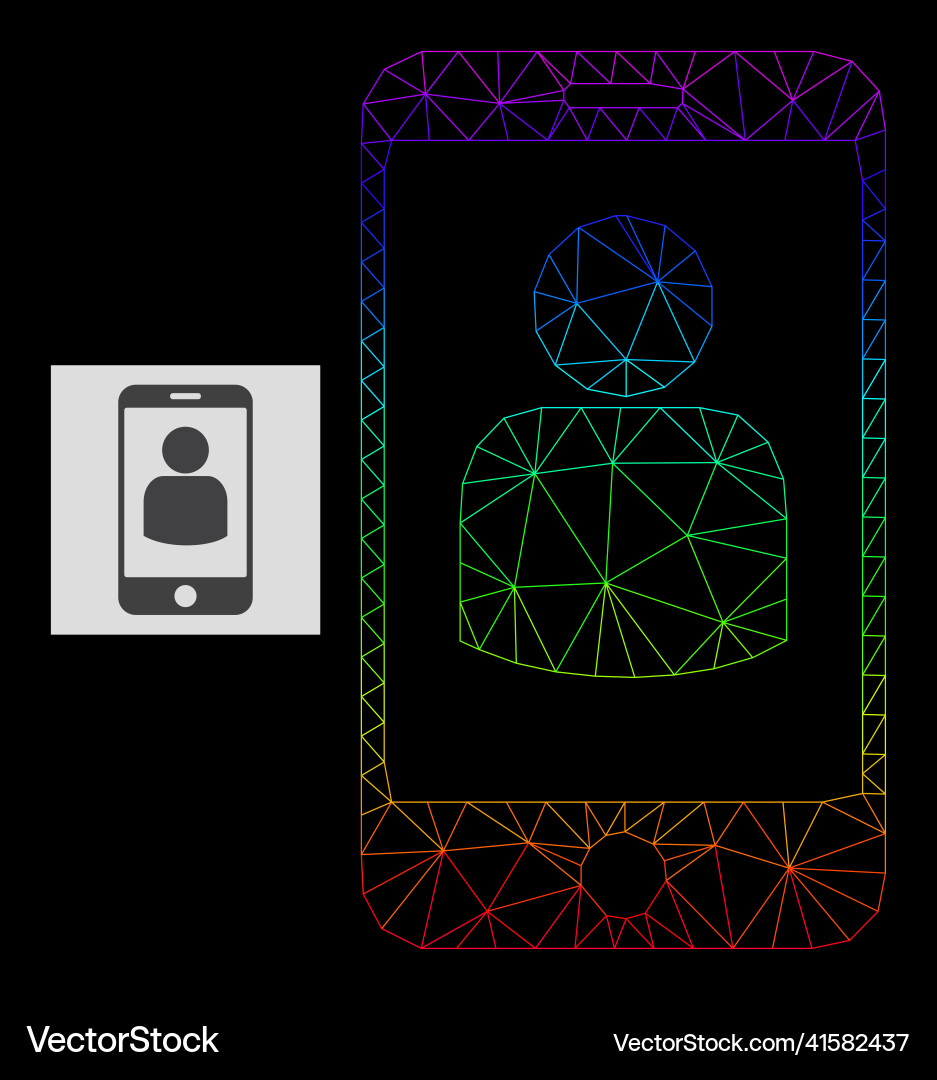 Spectrum gradiented polygonal net smartphone user Spectrum gradiented polygonal net smartphone user vector image