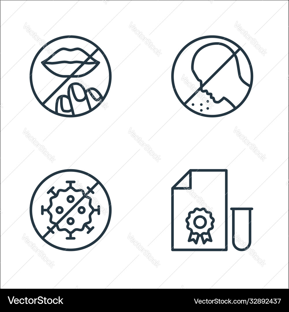 Stop virus line icons linear set quality Stop virus line icons linear set quality vector image