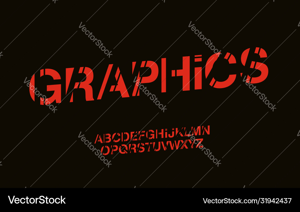 Stylized modern graphics abstract font set vector image