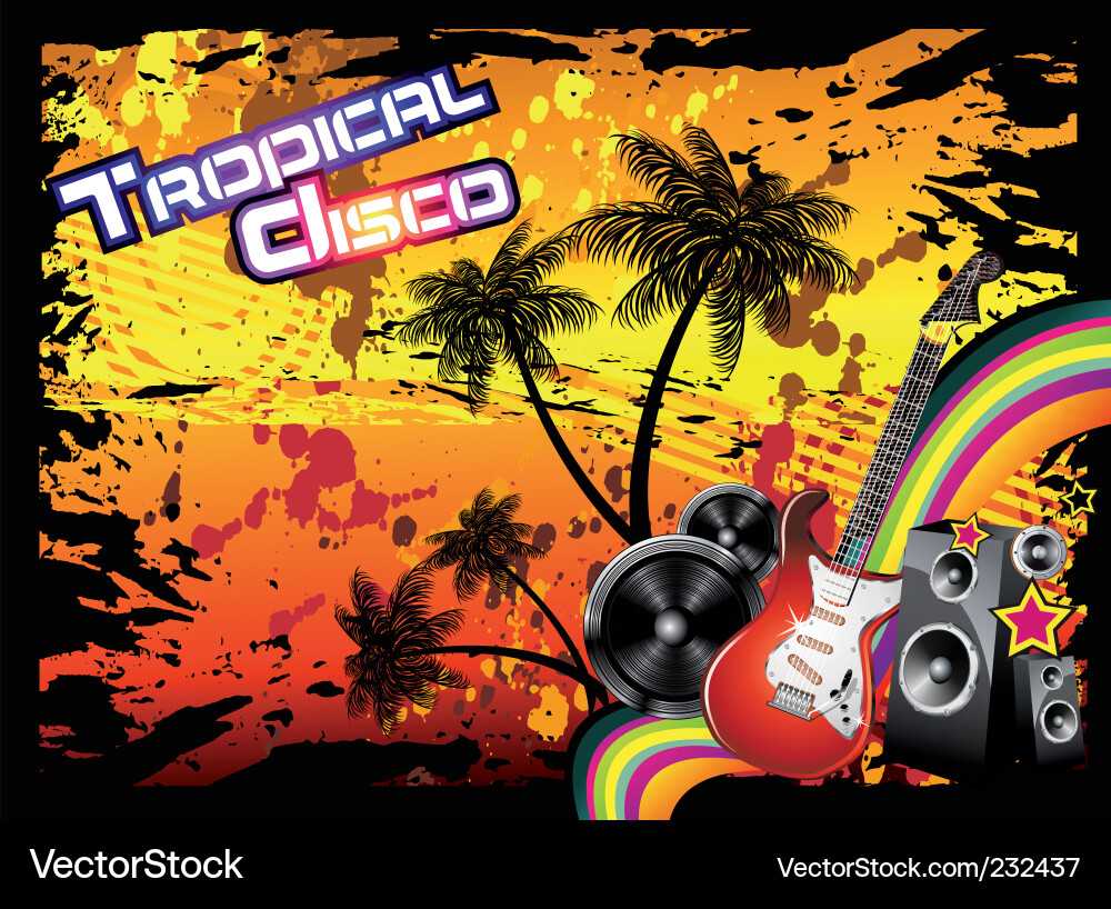 Tropical Disco Party Flyer Vector Image