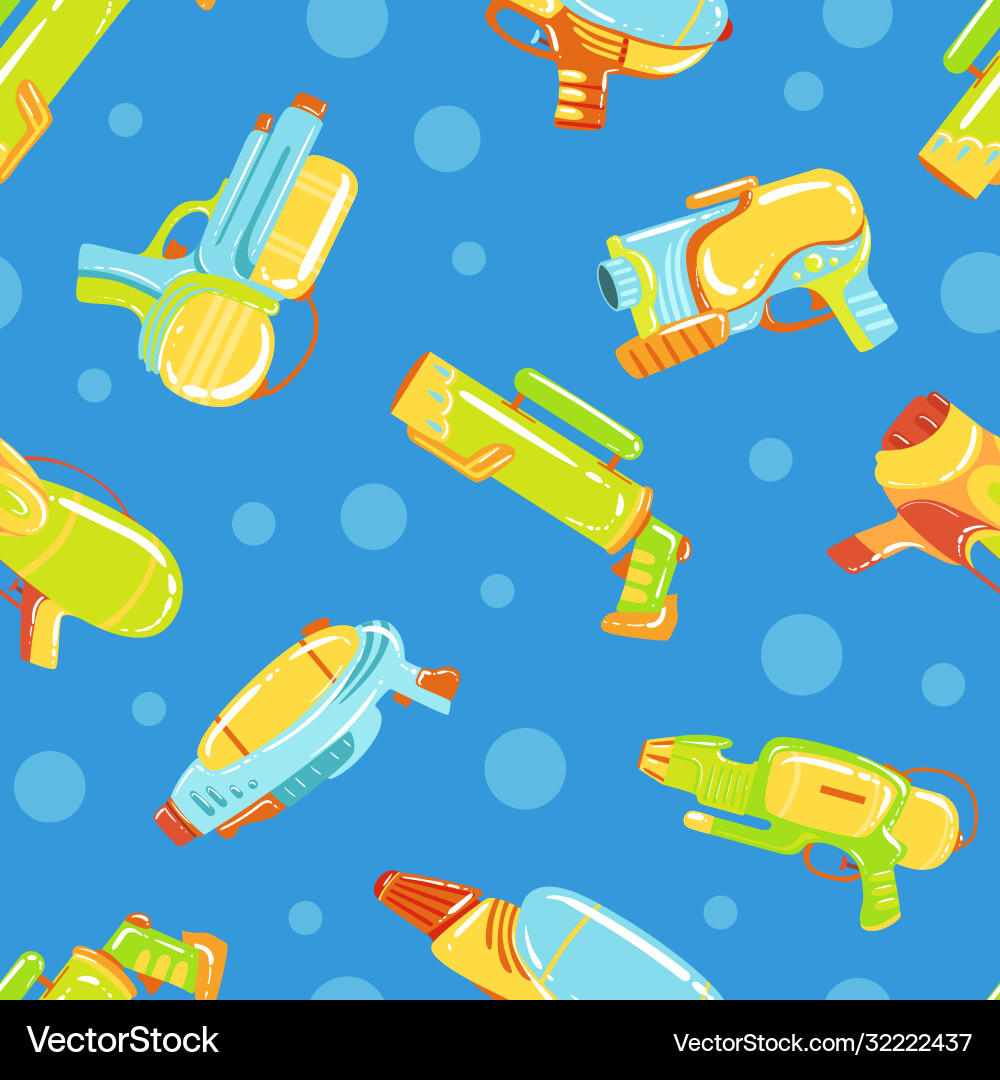 Water gun seamless pattern entertainment objects Water gun seamless pattern entertainment objects vector image