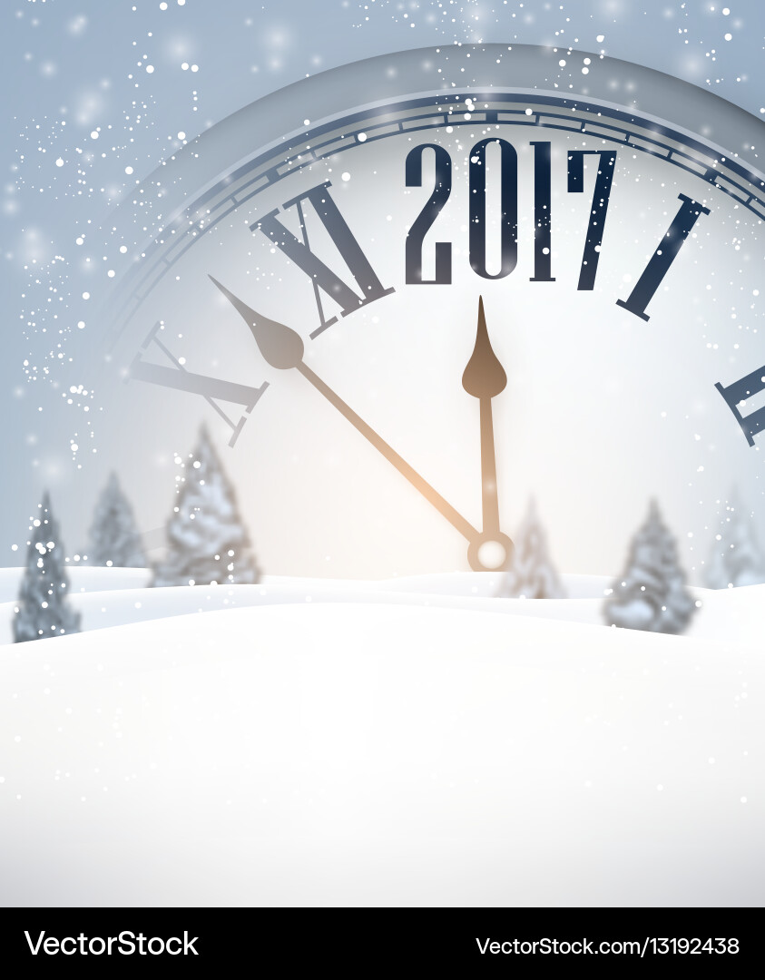 2017 new year background with clock Vector Image