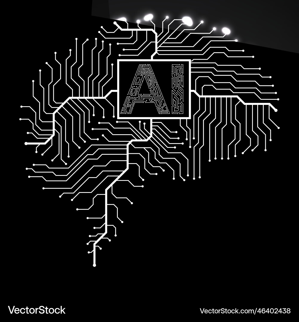 Abstract technological brain with artificial Vector Image