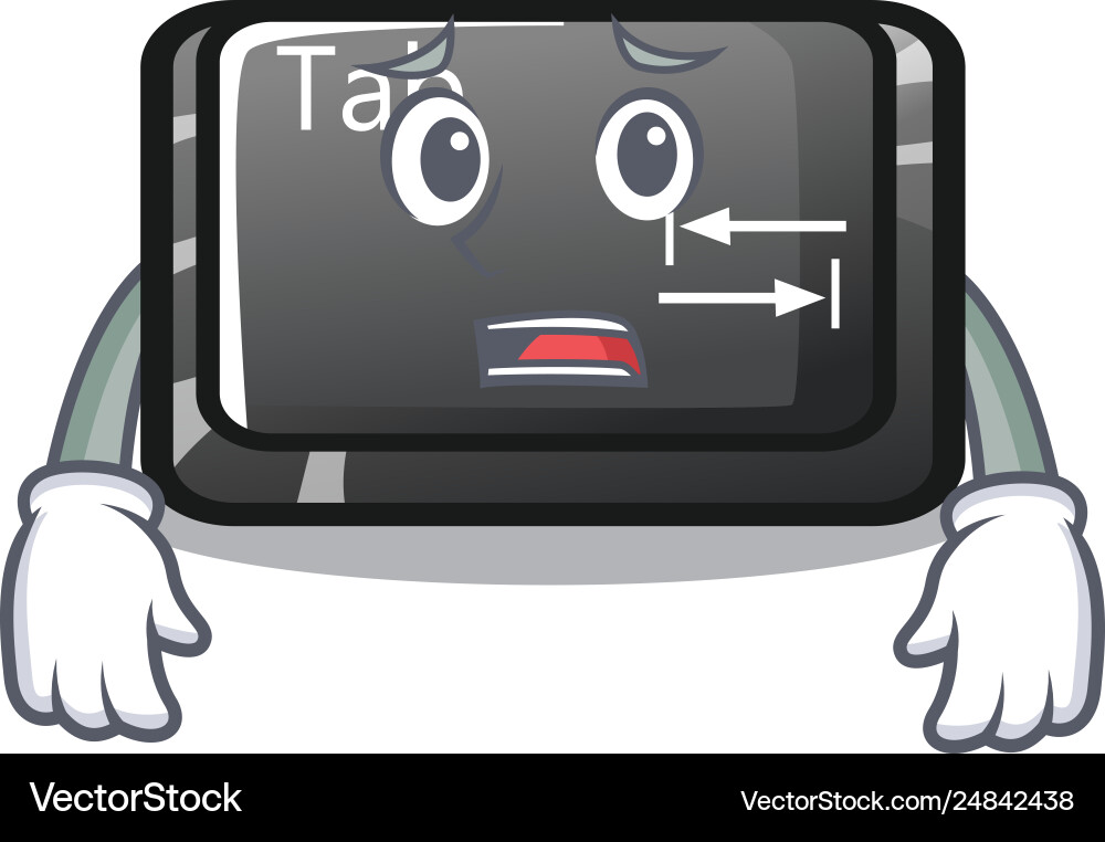 Afraid tab button attached to cartoon keyboard Afraid tab button attached to cartoon keyboard vector image