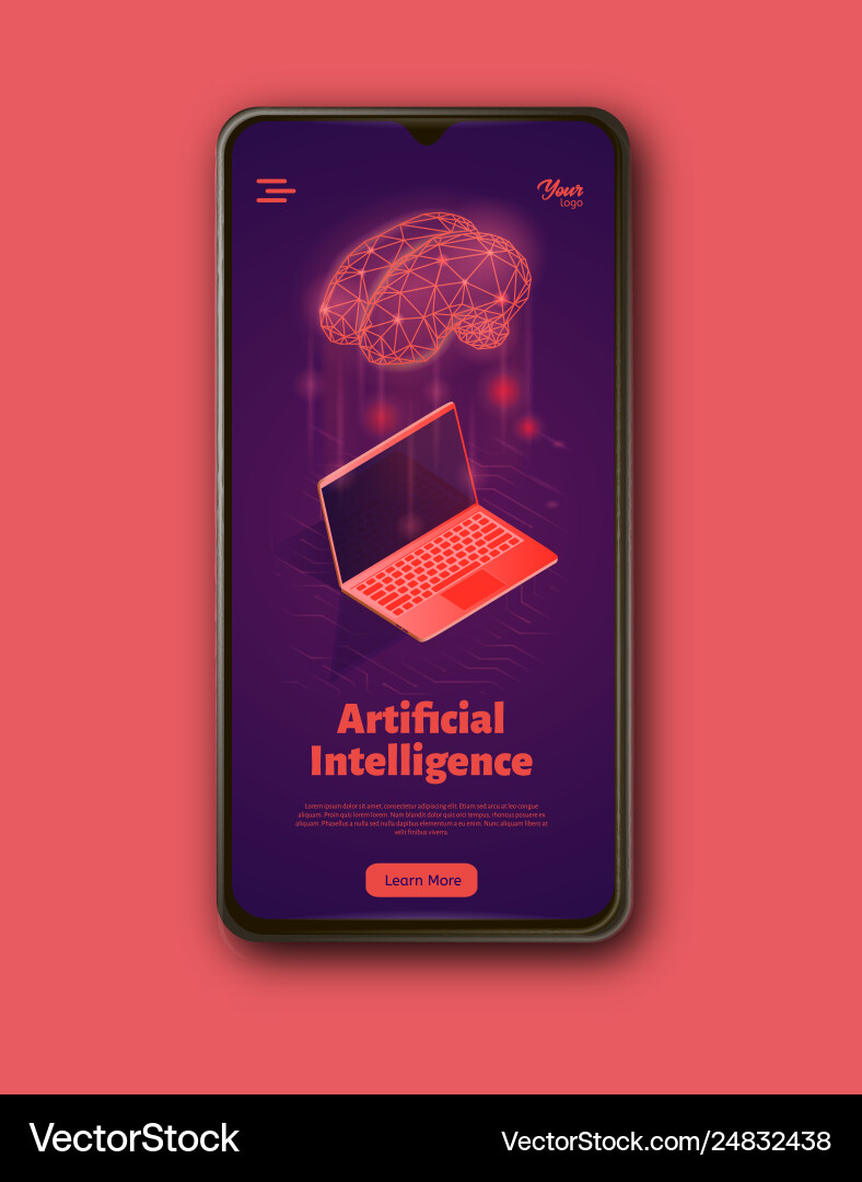 Artificial intelligence system landing web page Artificial intelligence system landing web page vector image