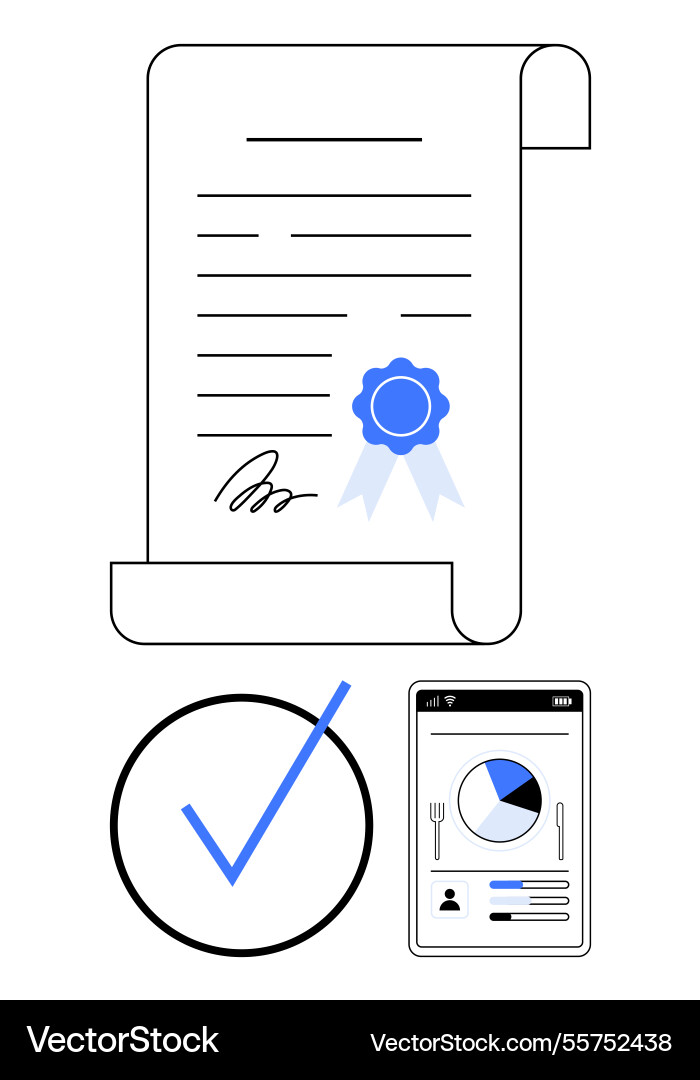 Certification document with seal mobile data Vector Image