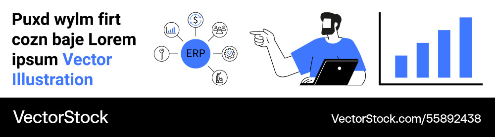 Erp system workflow with connected modules Erp system workflow with connected modules vector image