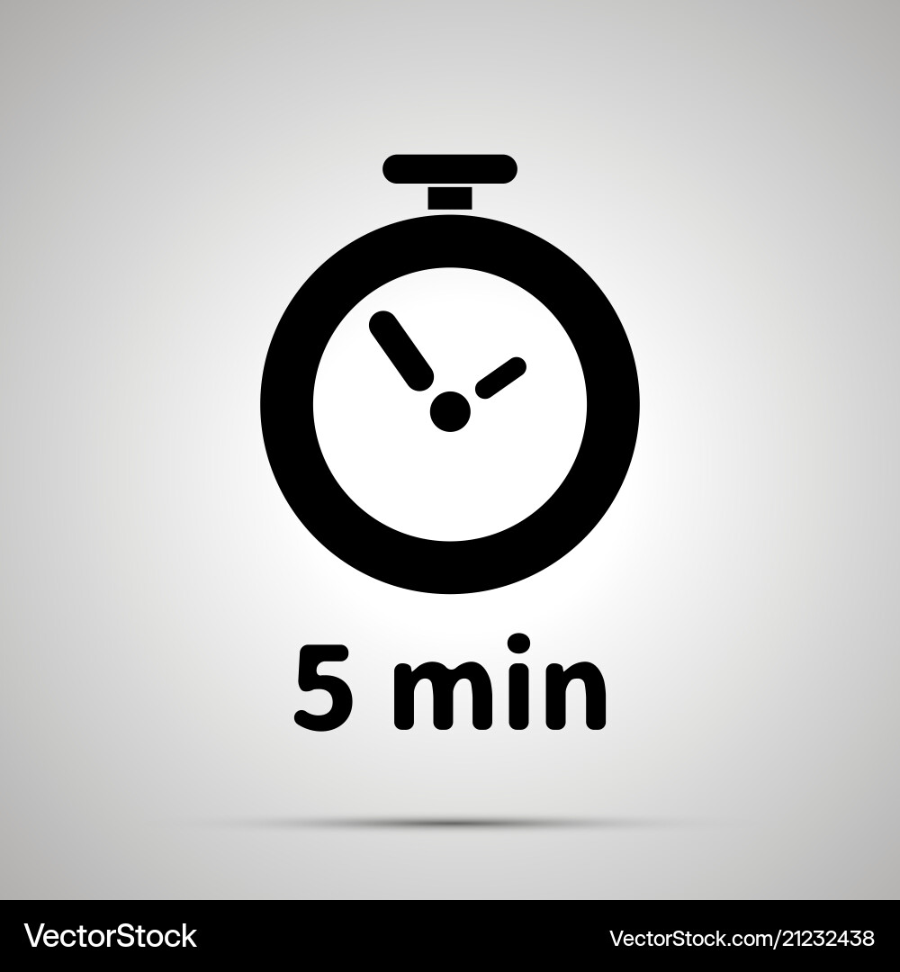 Five minutes timer simple black icon with shadow Five minutes timer simple black icon with shadow Vector Image