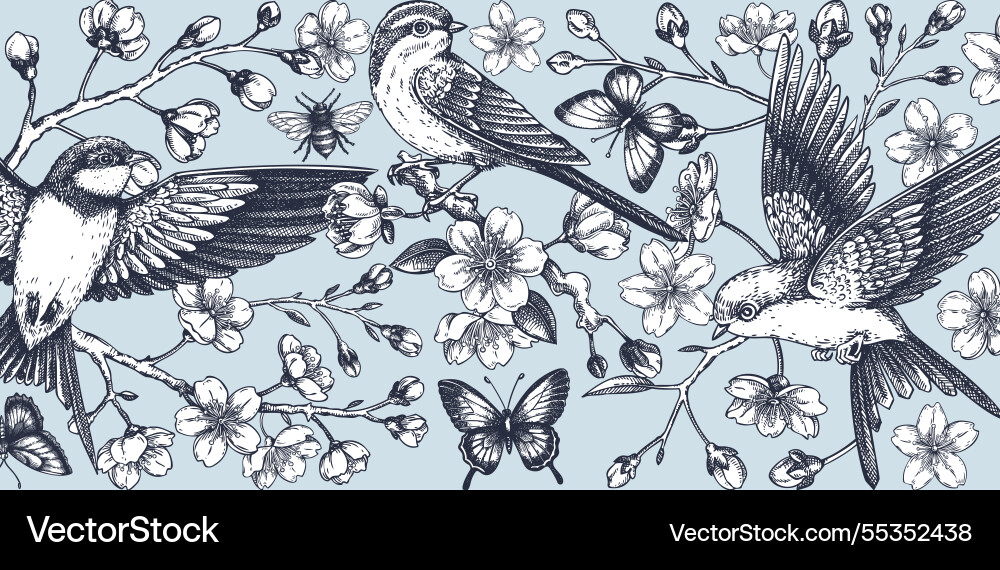 Hand gezeichnetes Blumen für Print T-Shirt Design Kirsche Hand gezeichnetes Blumen für Print T-Shirt Design Kirsche vektorbild