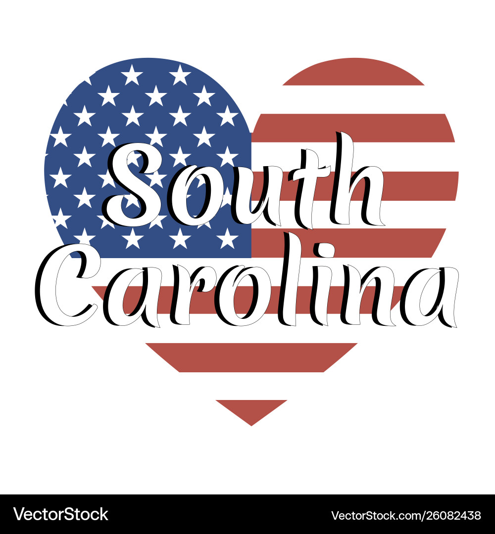 Heart-Shaped US Flag - South Carolina vector image
