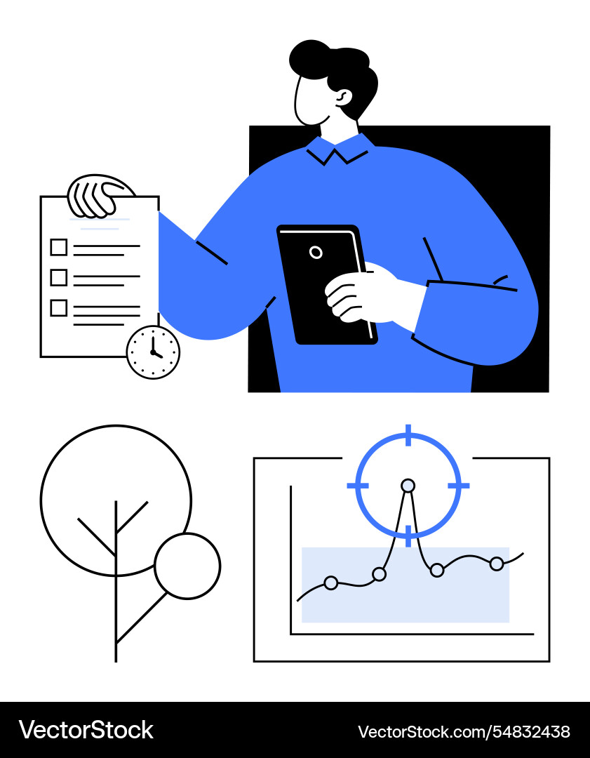 Professional analyzing report with tablet graph Professional analyzing report with tablet graph vector image
