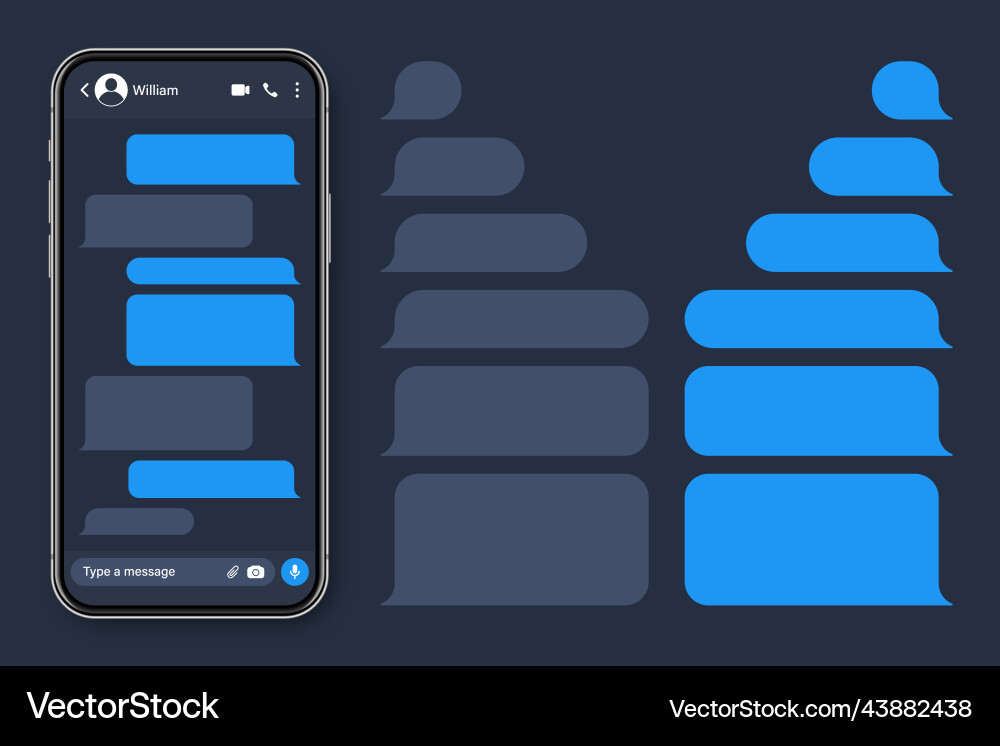 Realistic smartphone with messaging app blank sms Realistic smartphone with messaging app blank sms vector image