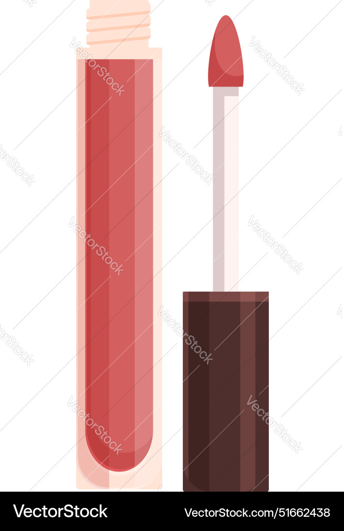 Red lip gloss standing open showing applicator Vector Image