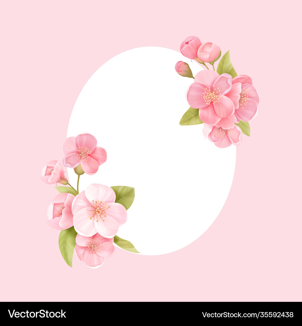 Sakura flowers realistic floral frame banner Sakura flowers realistic floral frame banner vector image