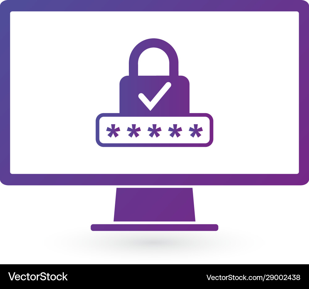 Security computer lock with checkmark icon Vector Image