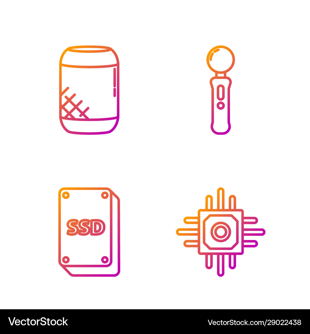 Set line processor ssd card voice assistant Set line processor ssd card voice assistant vector image