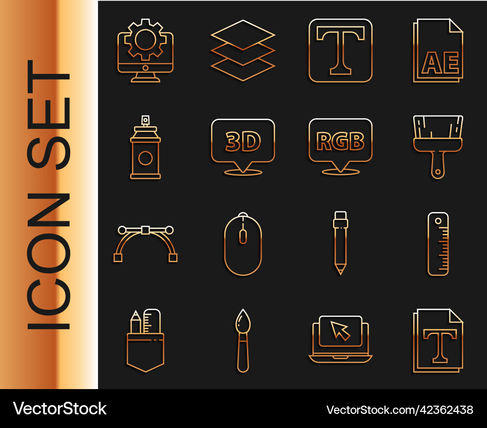 Set line text file document ruler paint brush Set line text file document ruler paint brush vector image