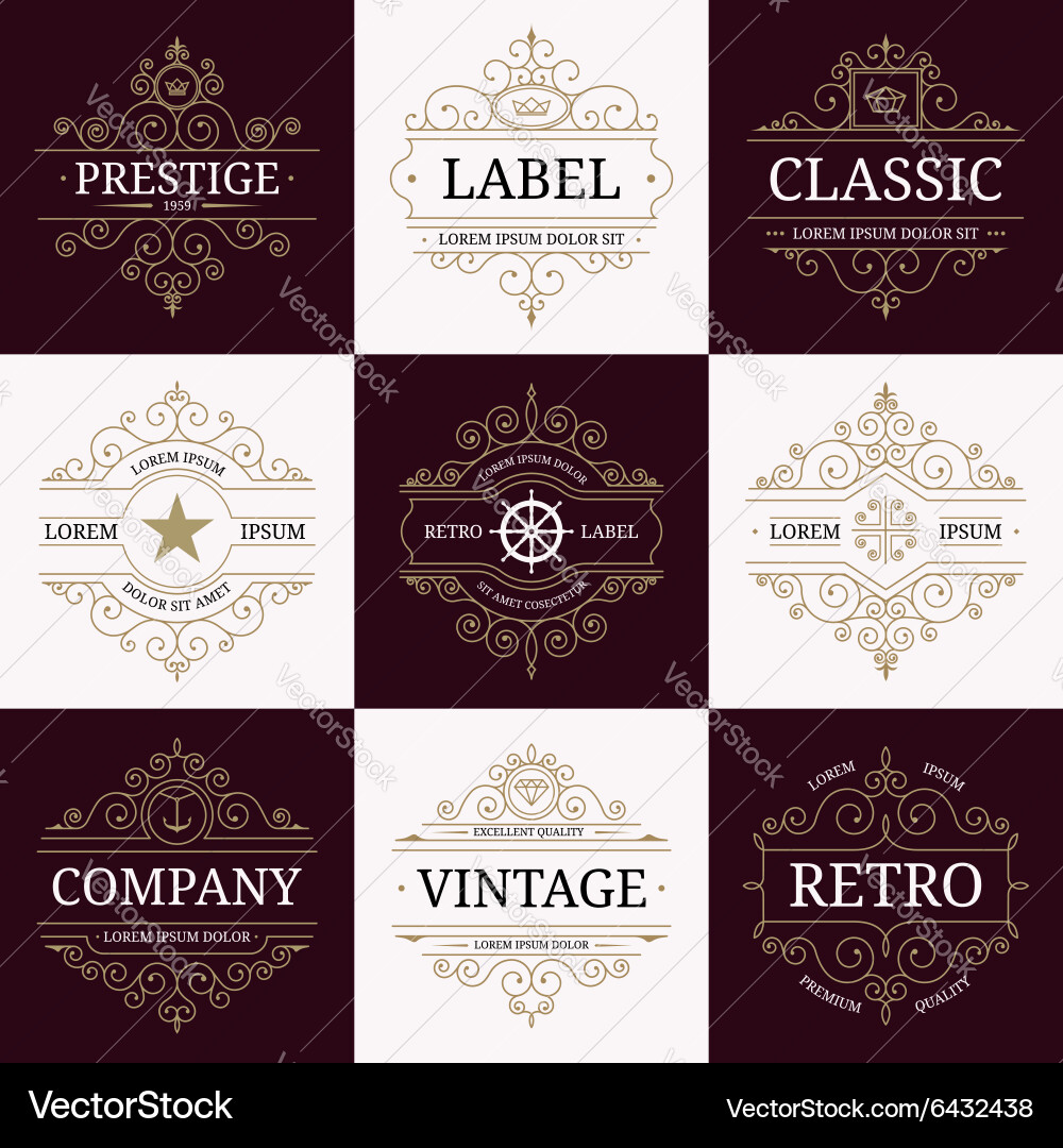 Set of retro vintage luxury logotypes vector image