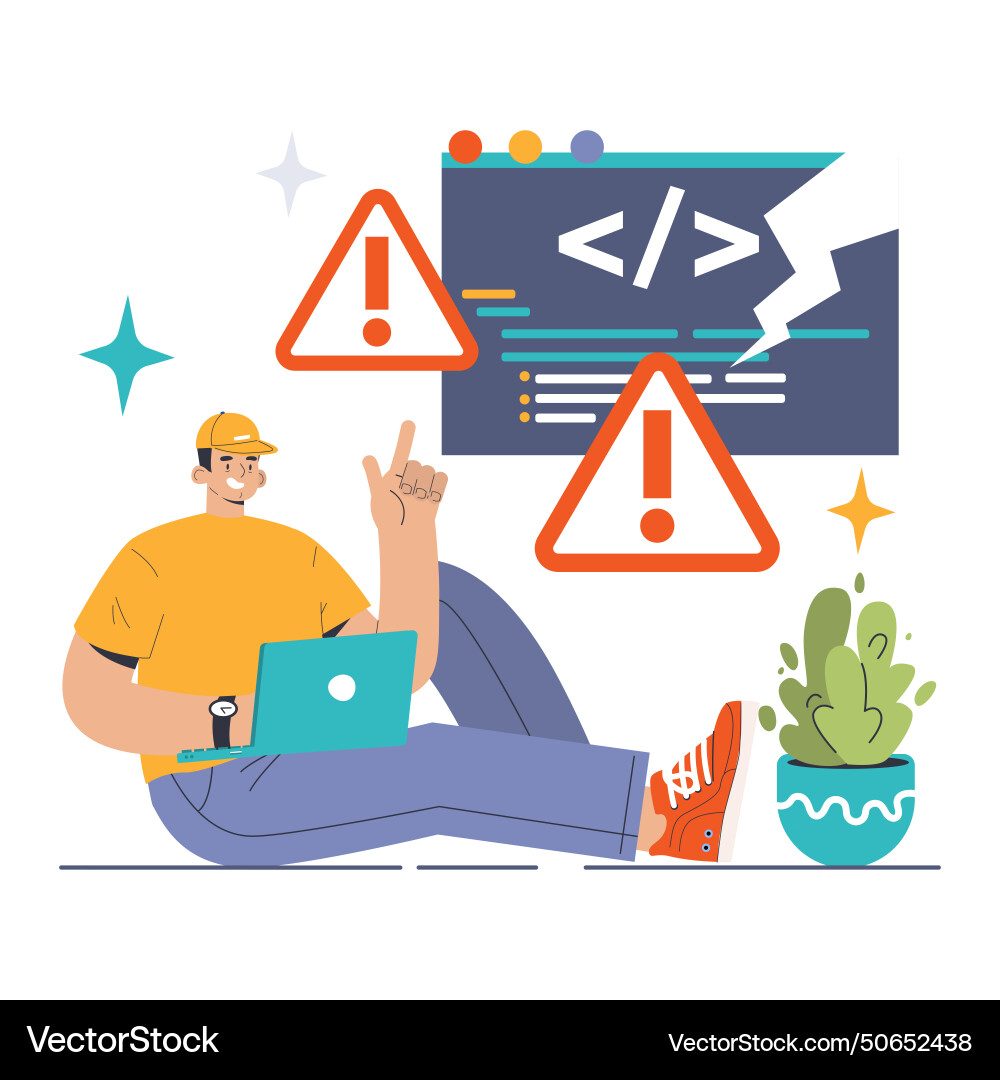 Software testing code and debugging Software testing code and debugging vector image