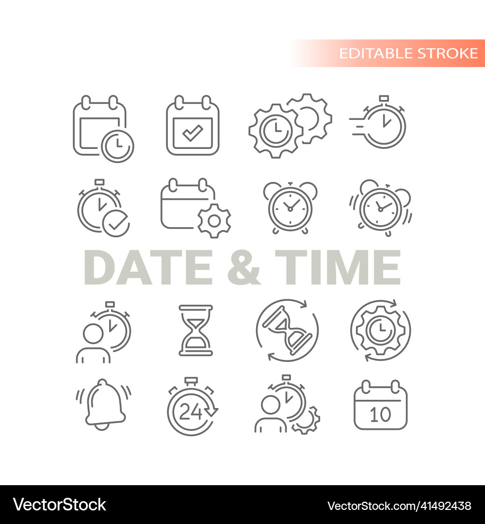 Time & Date Icon Set vector image