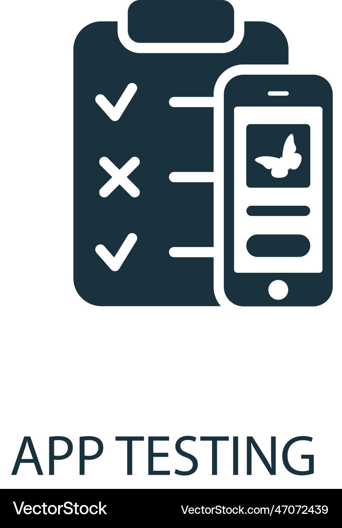 App testing icon monochrome simple sign from App testing icon monochrome simple sign from vector image