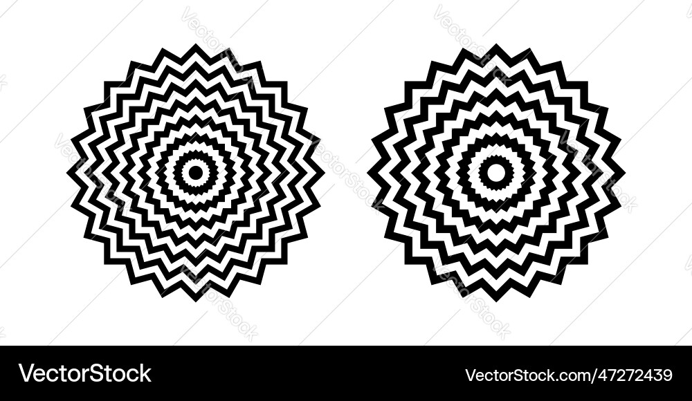 Circle zig zag lines patterns Circle zig zag lines patterns vector image