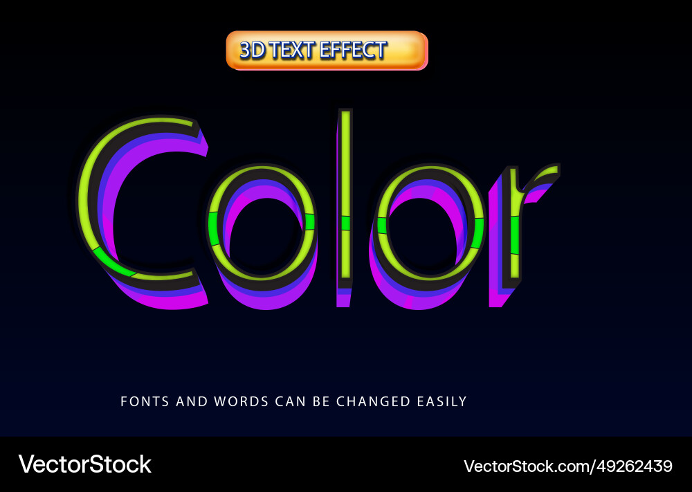 Color 3d editable text effect style Vector Image