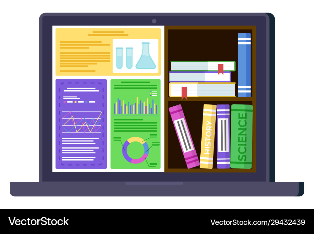 Computer with science report and ebook Computer with science report and ebook vector image