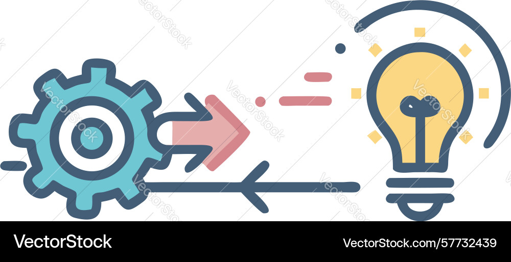 Creative problem solving idea process with gear vector image