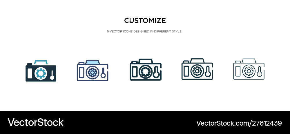 Customize icon in different style two colored Customize icon in different style two colored vector image