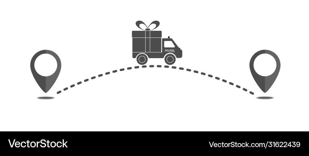 Delivery icon from one point to another simple Delivery icon from one point to another simple vector image