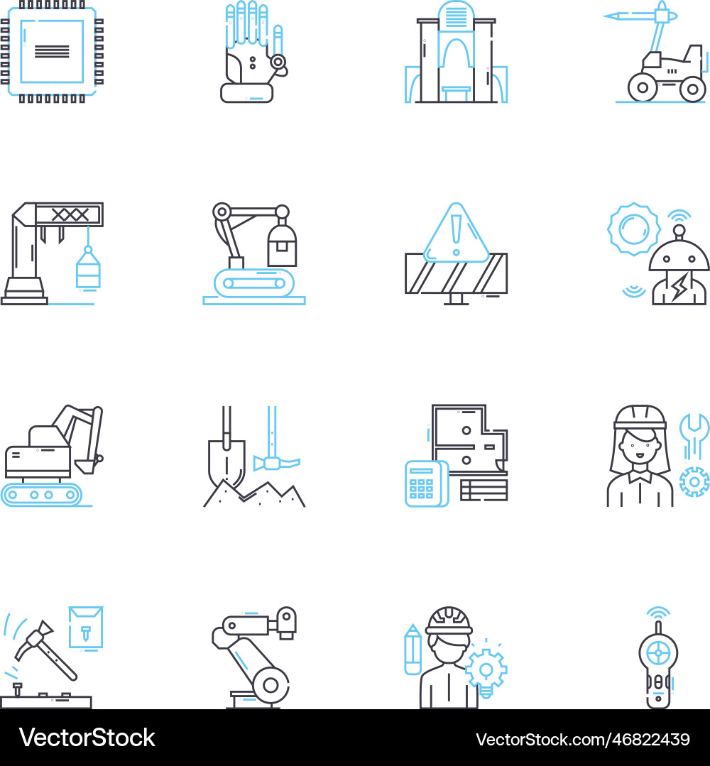 Designer work linear icons set typography color Designer work linear icons set typography color vector image