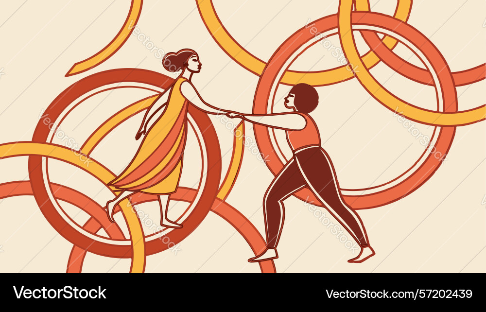 Dynamics of change figures pushing interlocking Vector Image