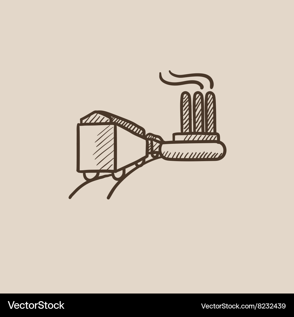 Factory with railway sketch icon Vector Image