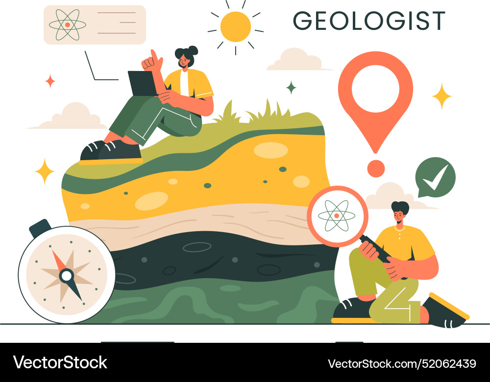 Geologist with soil analysis and features Vector Image