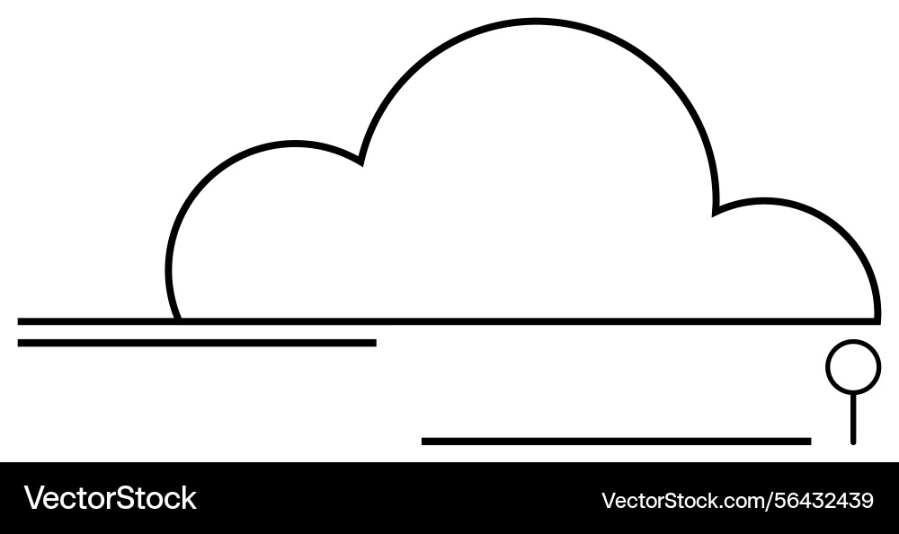 Minimalist cloud outline with connecting node Minimalist cloud outline with connecting node Vector Image
