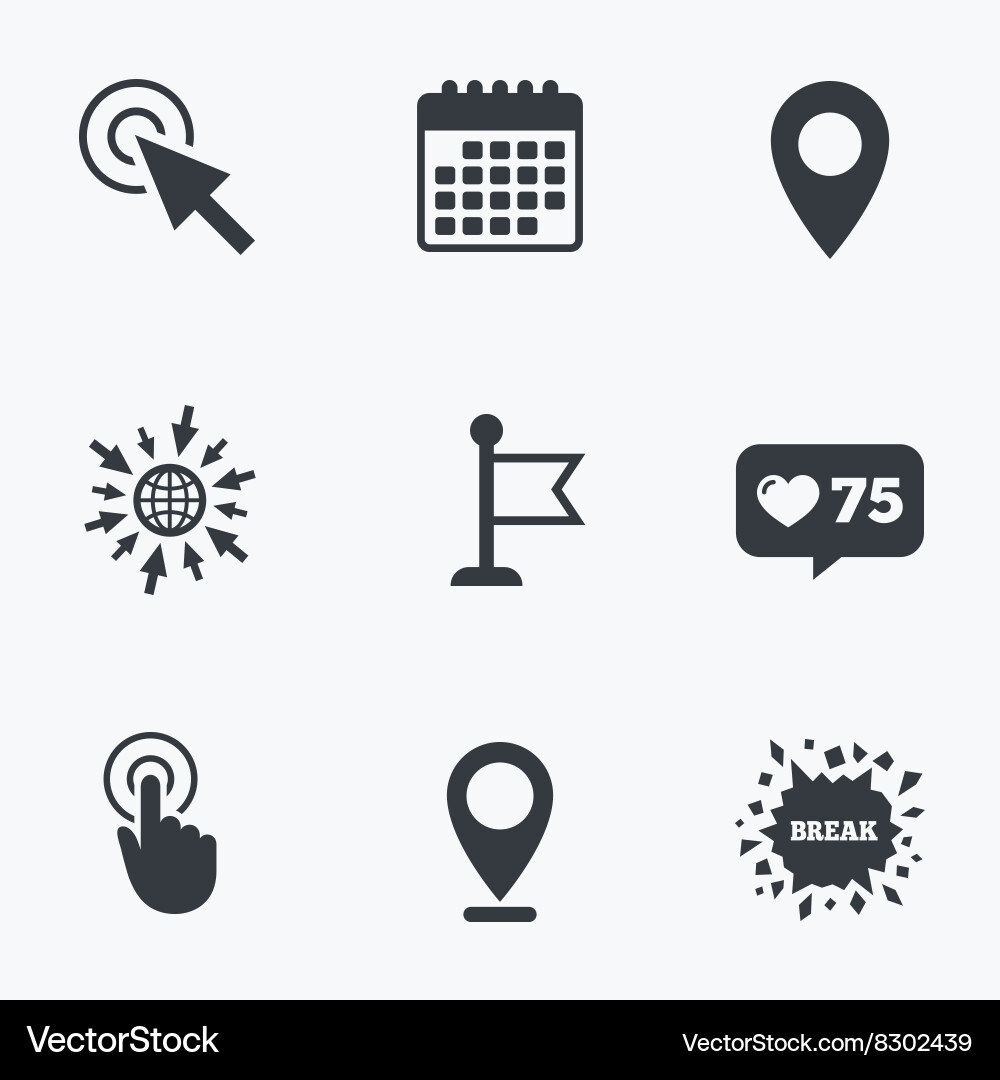 Mouse cursor icon hand or flag pointer symbols vector image