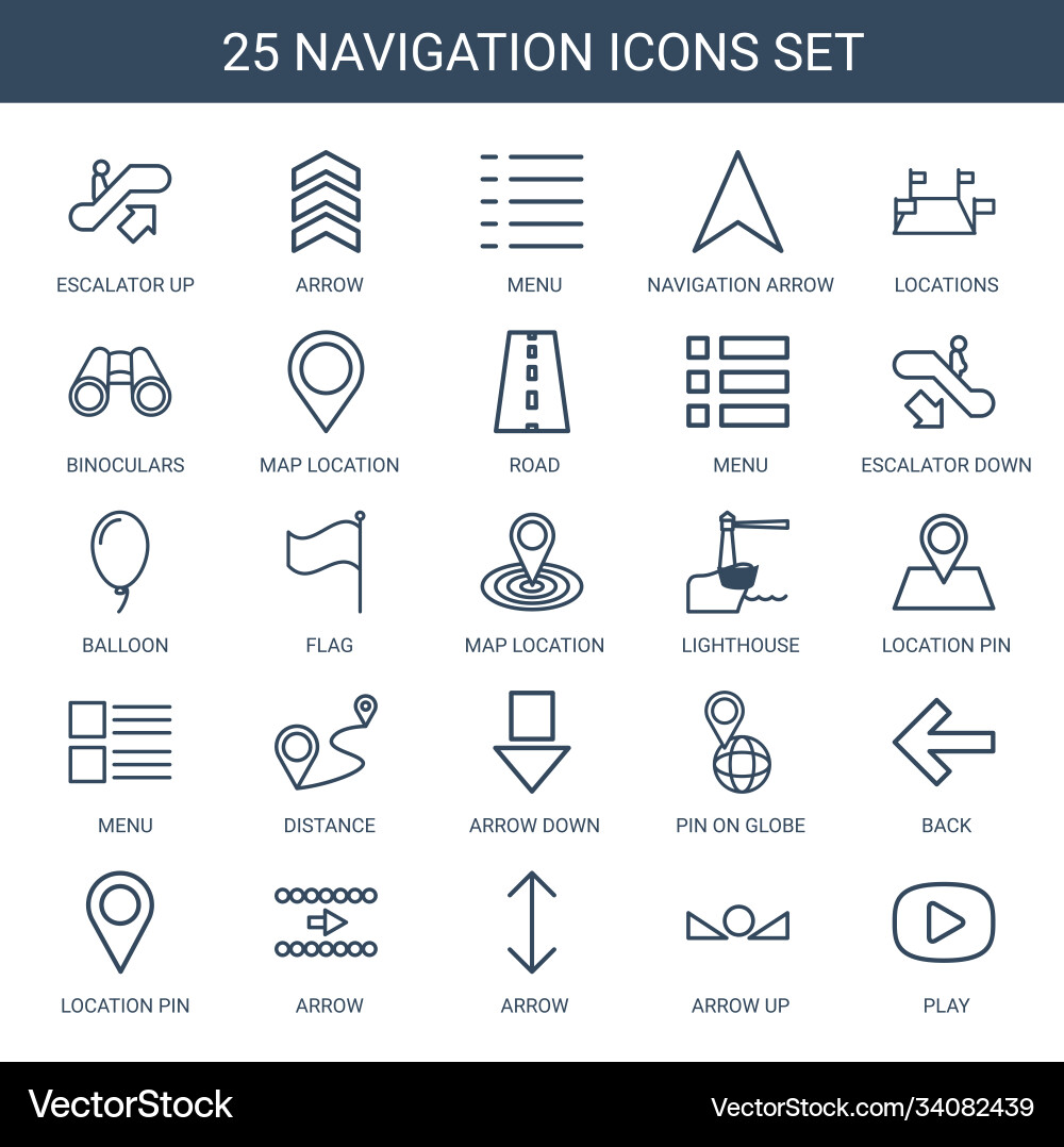 Navigation icons vector image