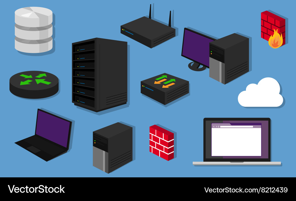 Network Hardware Icons - Router & Server vector image