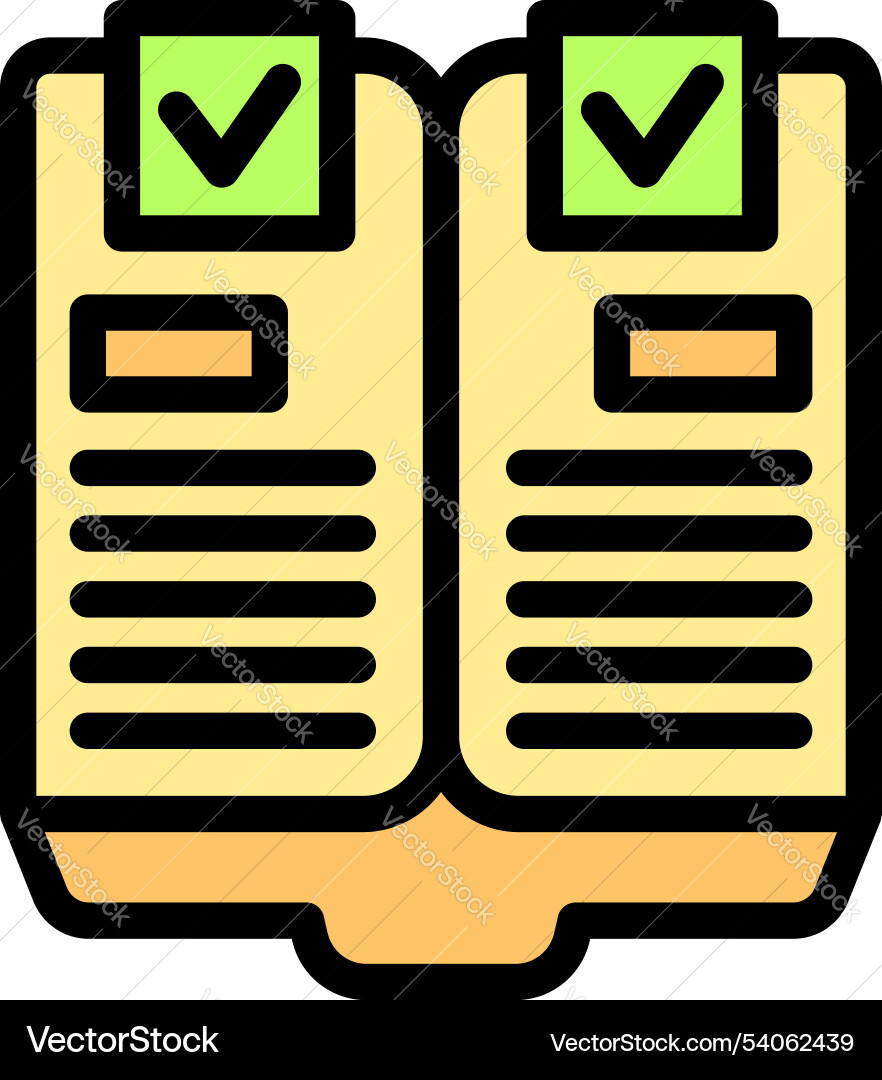 Open book with check mark representing concept Open book with check mark representing concept vector image