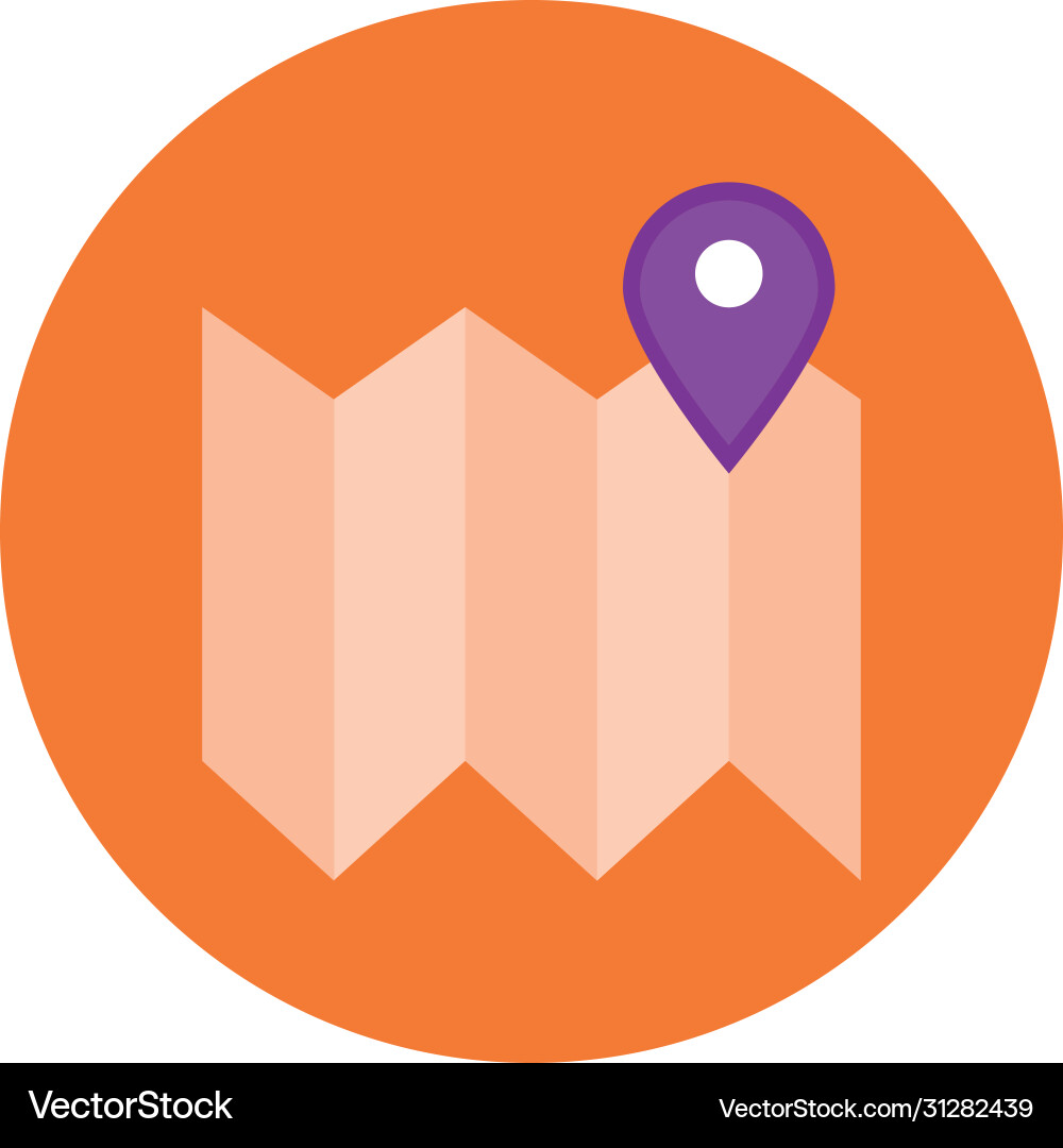 Paper map with pin location block style Paper map with pin location block style vector image