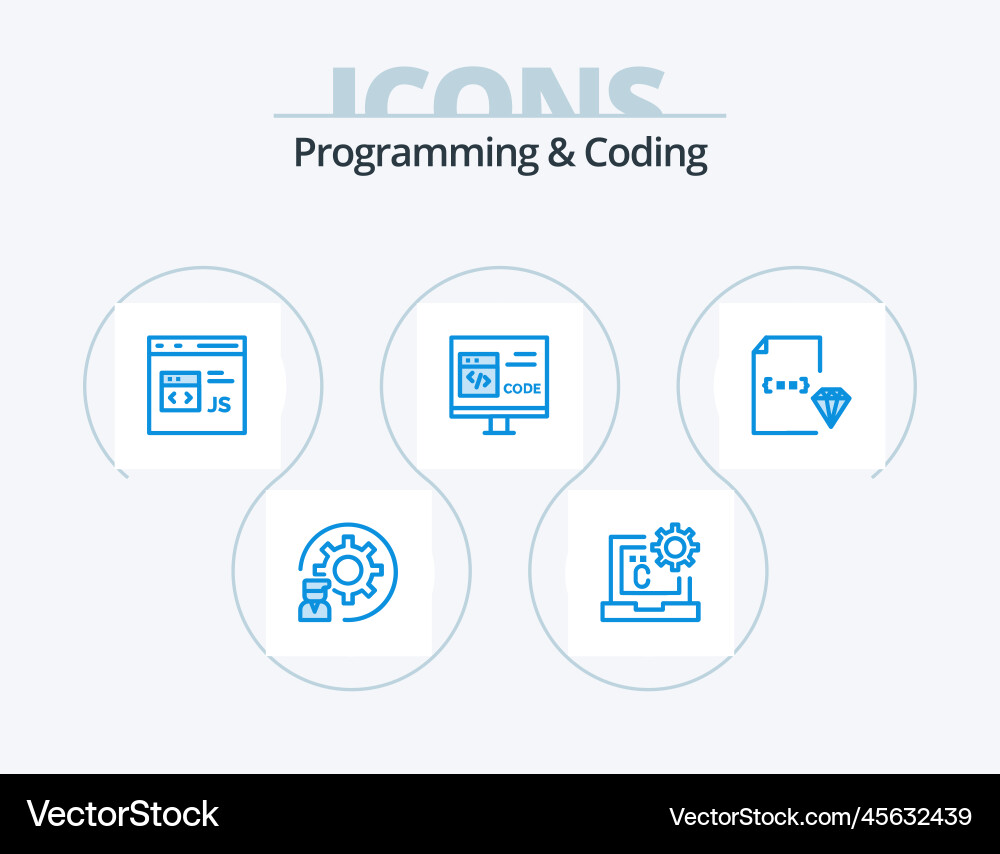 Programming and coding blue icon pack 5 vector image