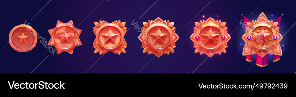 Round badge with star for game level rank ui Round badge with star for game level rank ui vector image