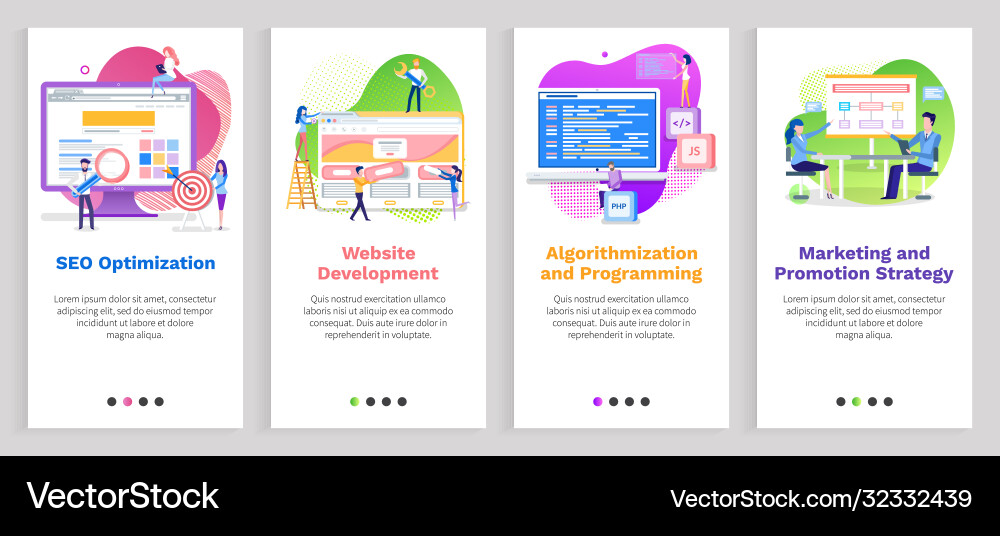 Seo optimization and website development Seo optimization and website development vector image