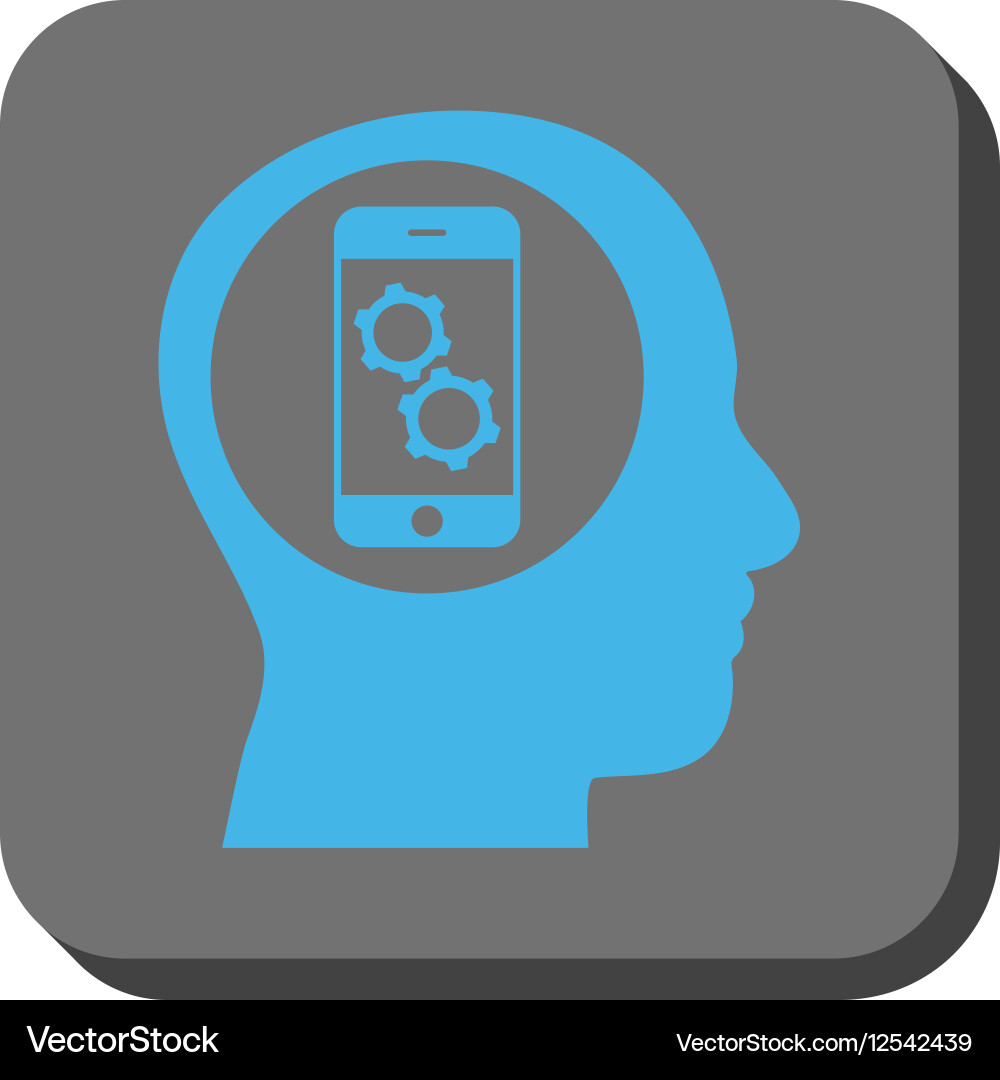 Smartphone mind control rounded square button vector image