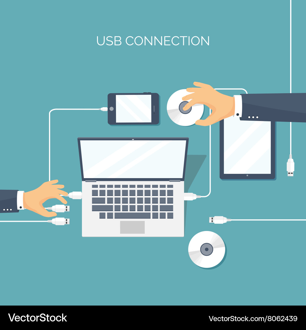 Usb connection computer vector image