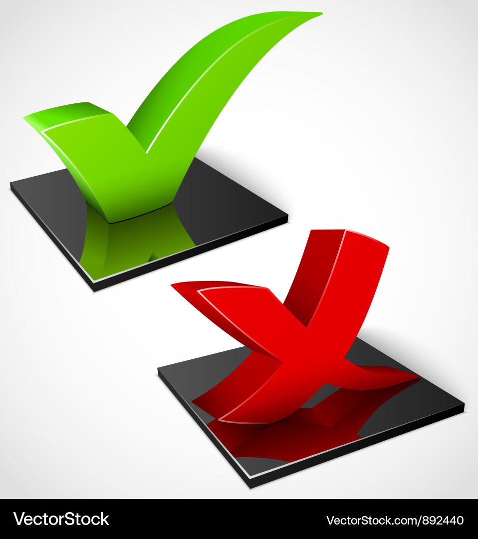 3D Check Marks - Green and Red vector image