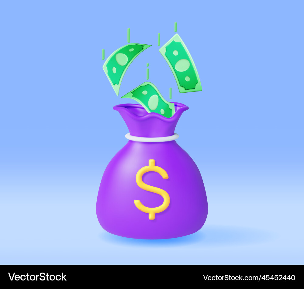 3d Geldtuchbeutel mit Seil und Dollar 3d Geldtuchbeutel mit Seil und Dollar vektorbild