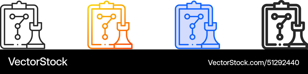 Chess game iconthin linear gradient blue stroke Vector Image