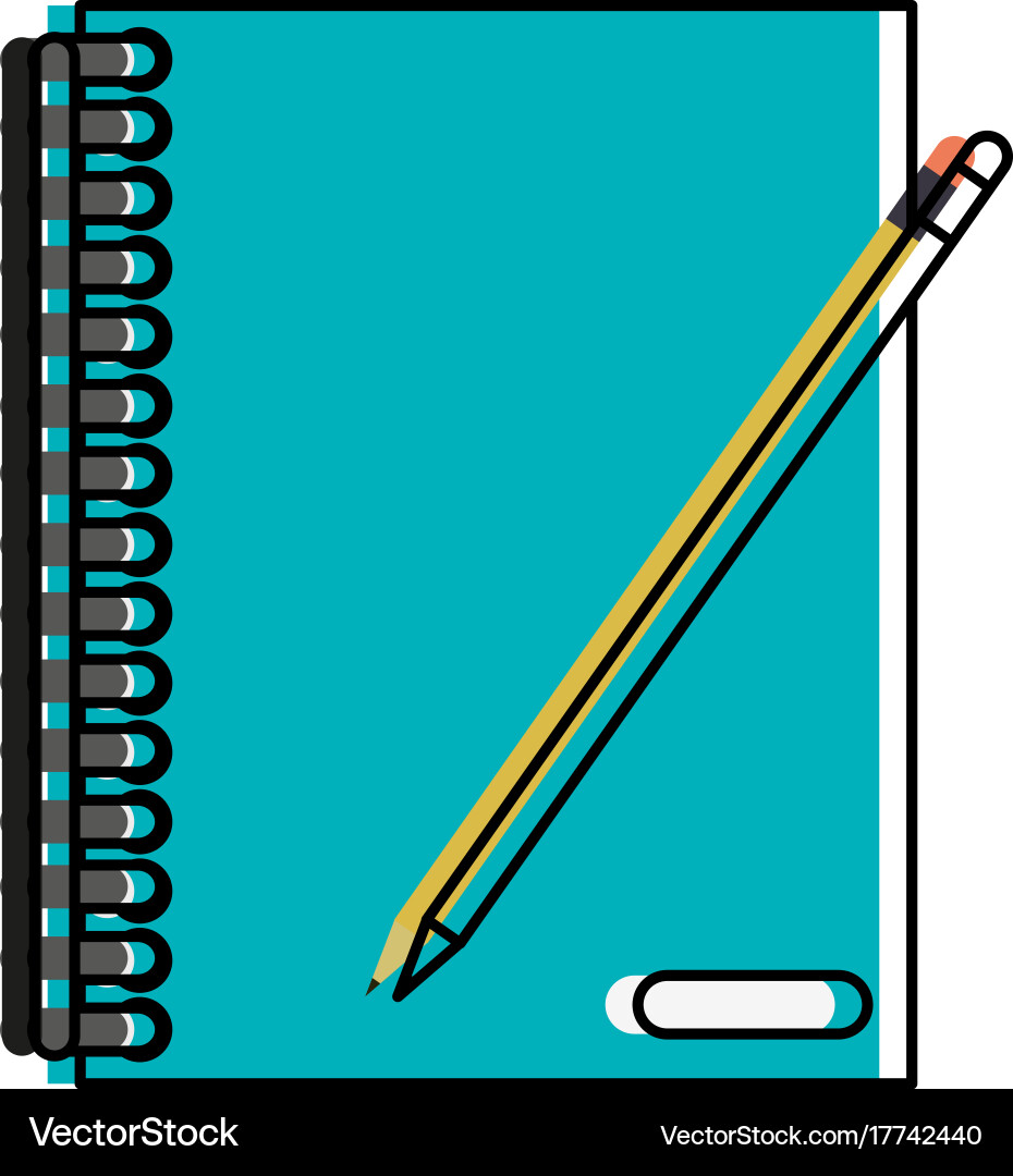 Closed notebook with pencil icon image Vector Image